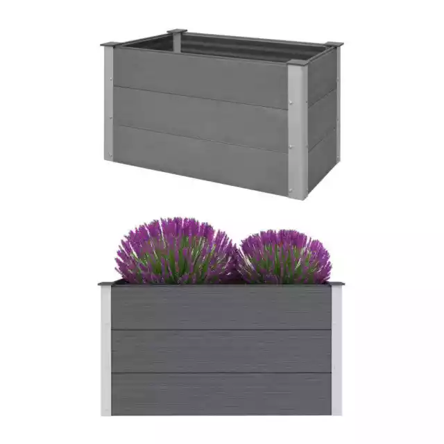 Garden Raised Bed Raised Planter Vegetable Flower Pot Square Grey WPC vidaXL