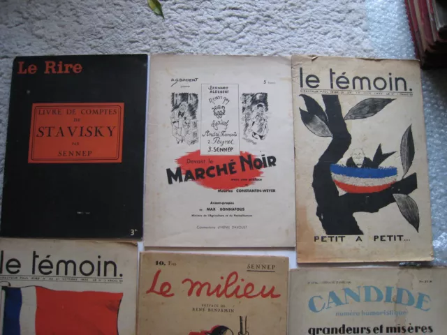 Lot Revues Journaux Satiriques Dessins Curiosa Rire Temoin Politique Broche 1930