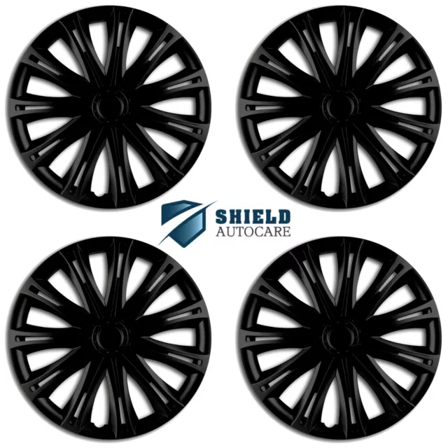 Wheel Trims 15" Hub Caps Spark Plastic Covers Set of 4 Black Specific Fit R15