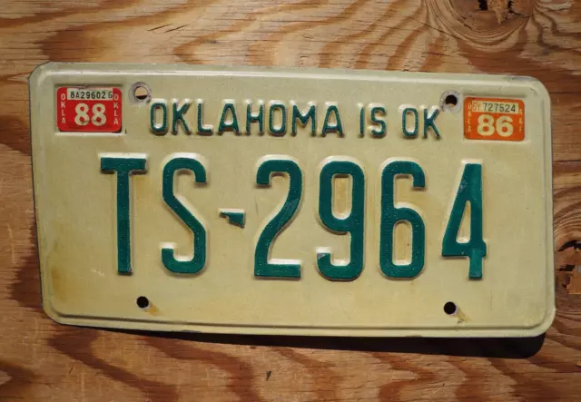 1986 - 1988 OKLAHOMA is OK License Plate