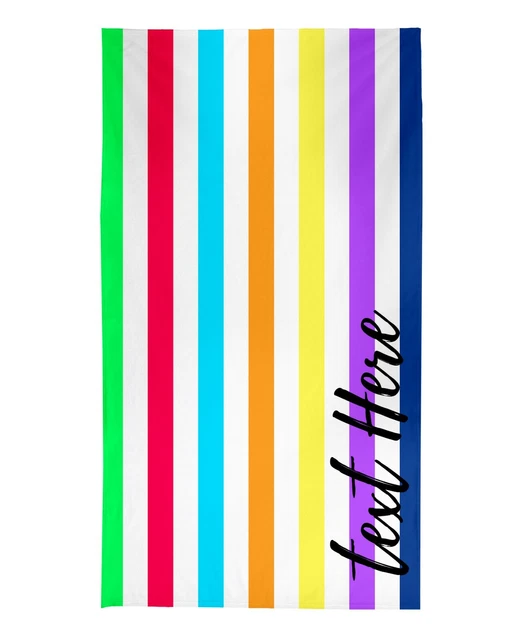 Personalised Beach Towel Colourful Stripes Custom Holiday Towel Pool Towel