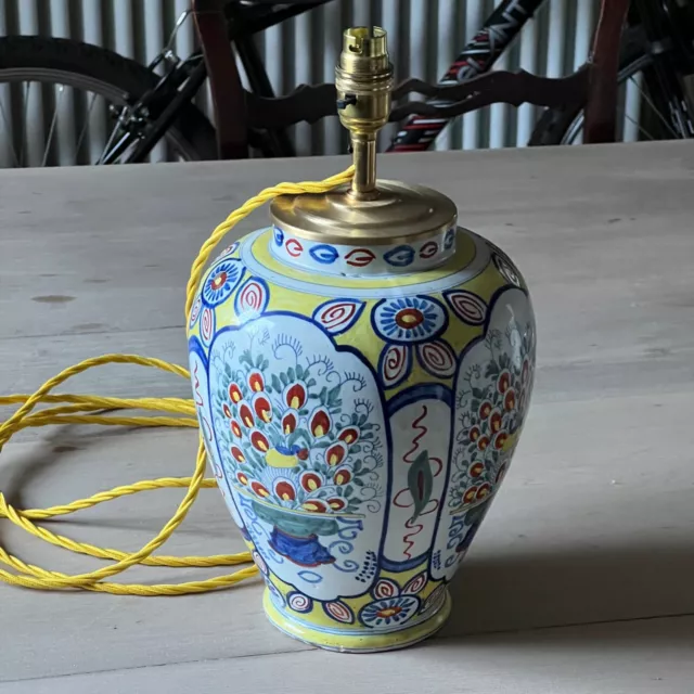 18th century polychrome Delft vase lamp