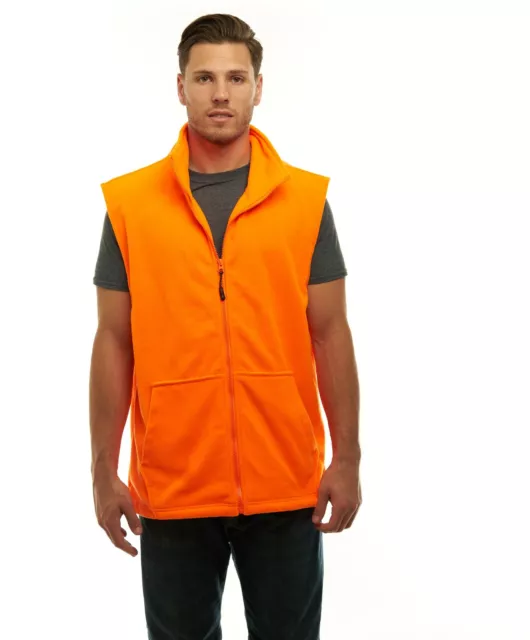 TrailCrest Mens High Visibility Safety Fleece Blaze Orange Hunting Vest