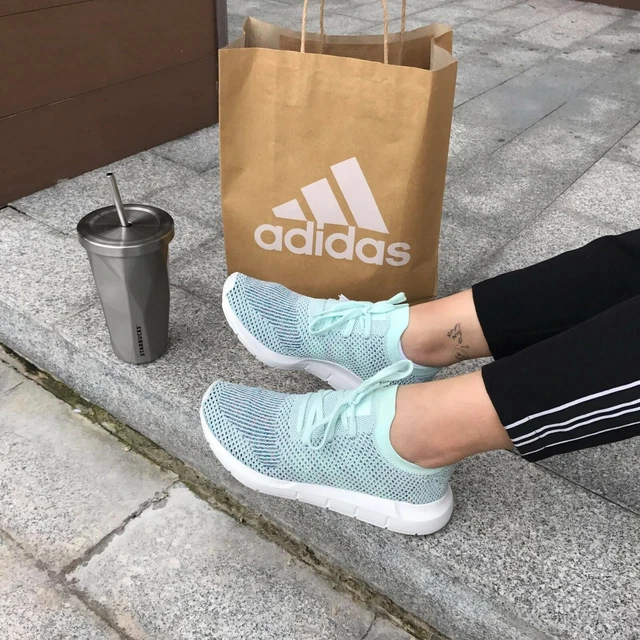 ADIDAS ORIGINALS SWIFT Run PK CG4137 Primeknit Ice Blue Whit Women