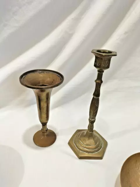 Vintage Brass & Copper Lot Vase Candlestick Bowls Trinket Vintage Brass & Copper 3