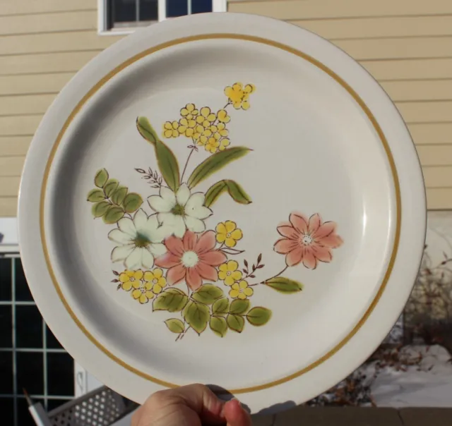 Vintage Kingsbury Stoneware Collection Spring Blossom Hand-Painted Dinner Plate
