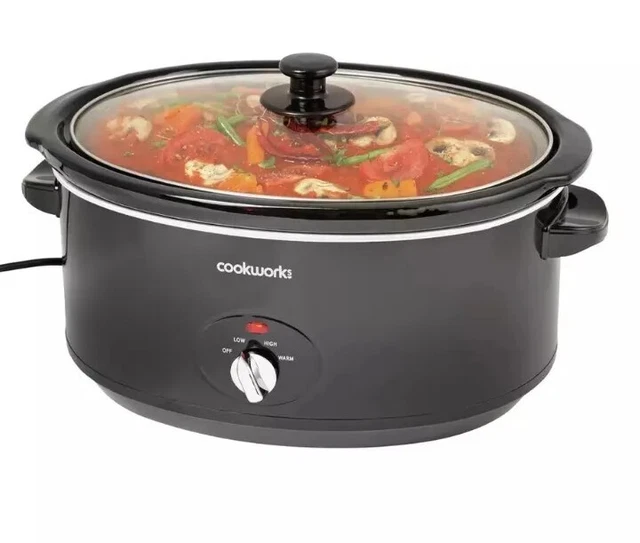 NEW COOKWORKS 6.5L Slow Cooker Black (Ex display) 036 35.82 PicClick