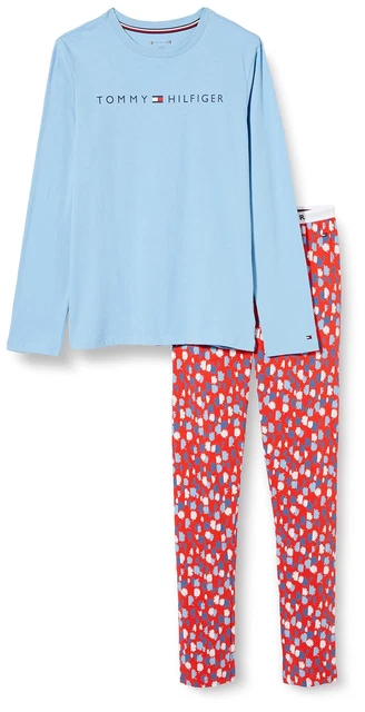 Tommy Hilfiger LS Legging Set Print Ensemble de Pijama, Calm Water/Floral Burst