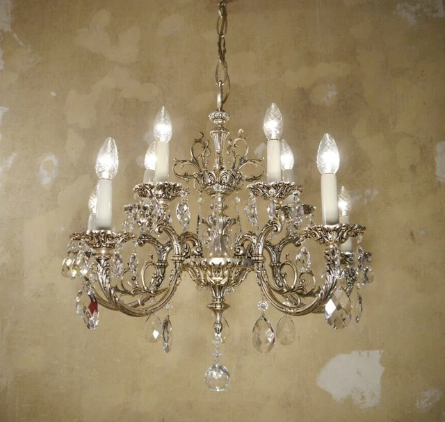 Medium Crystal Silver Nickel Chandelier Glass Ceiling Medium Lamp 10 Light Ø 28 Medium Crystal Silver Nickel Chandelier Glass Ceiling Medium Lamp 10 Light Ø 28