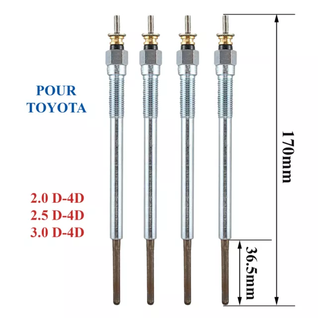 4 Bougie de préchauffage pour Toyota RAV 4 Hilux Avensis Corolla 2.0 D-4D D4D 2