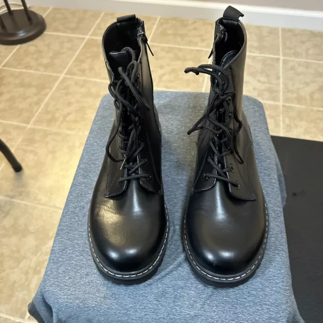 Women’s Black Pleather Combat Boots