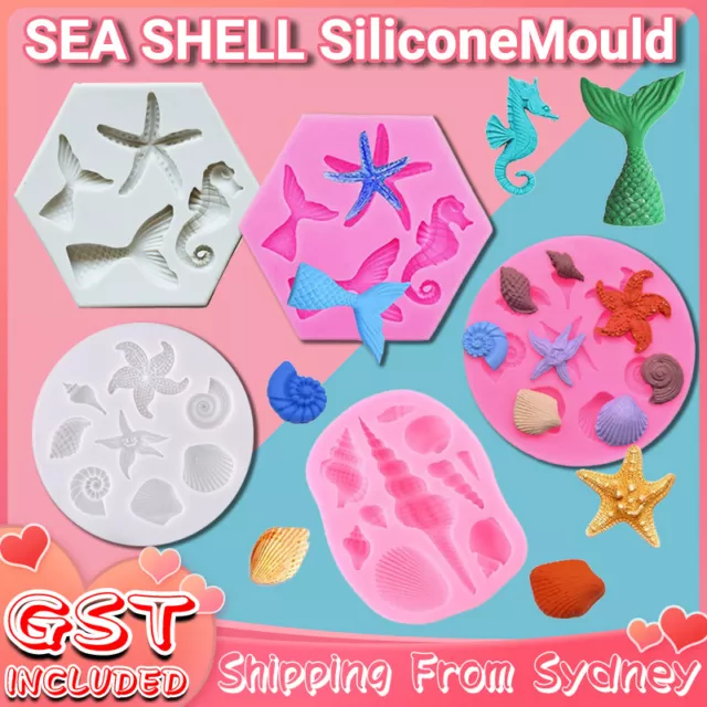 3D Sea Shell Silicone Fondant Mould Cake Sugar Craft Starfish Icing Baking Mold