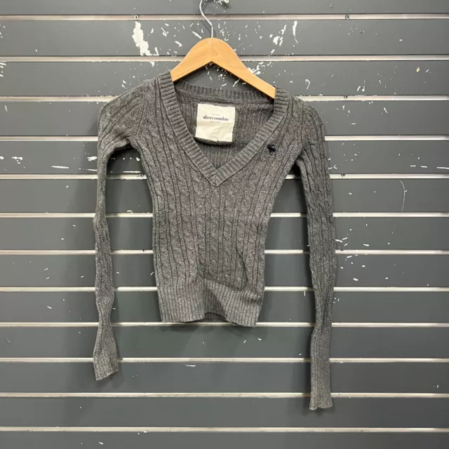 Vtg Abercrombie Kids Sweater Long Sleeve Gray Girls Sz M