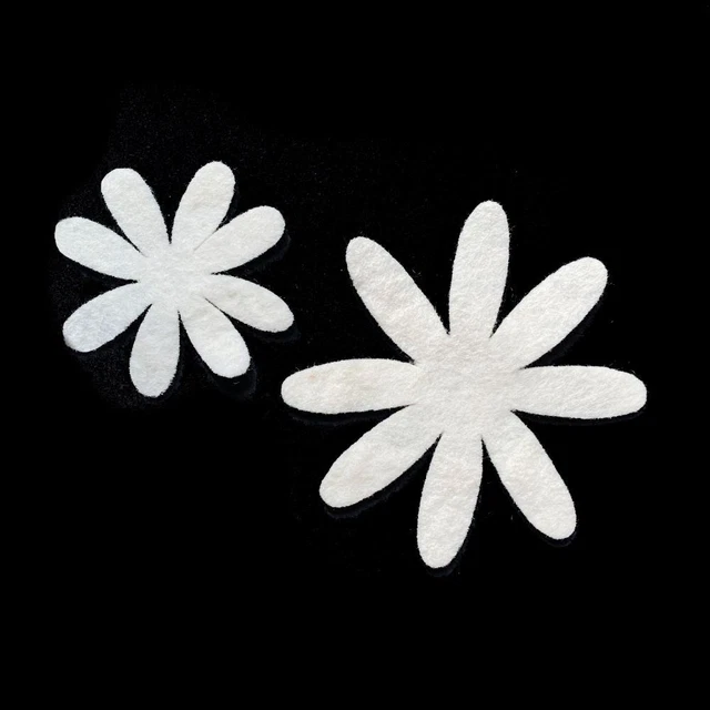 Set da 2 Fiori in Feltro colore Bianco per decorazioni