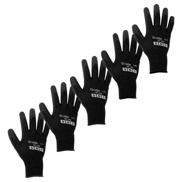 SBS Guantes de Trabajo 12 Par Guantes de Nylon, Montaje, Jardín Vehículo PU