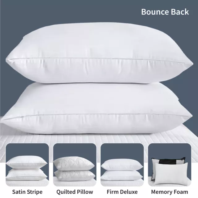 Hotel Quality Pack of 2 Pillows Bounce Back Anti Allergic Bedding Plump Pillows