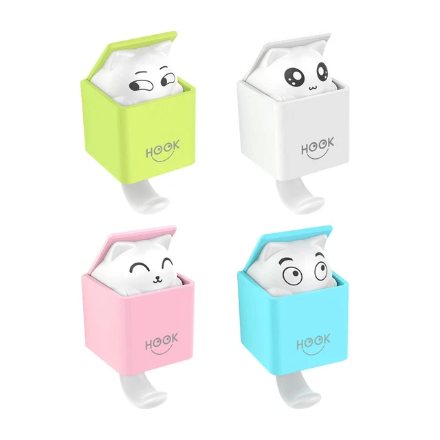 Set Di Ganci Da Parete A Forma Di Gatto - Porta Abiti Decorativo In Resina, 2,5 Kg Di Portata, Per Cappelli, Borse, Chiavi E Asciugamani - 3