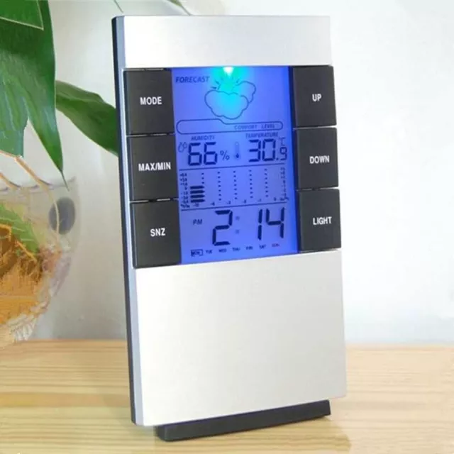 Digital LCD Thermometer Hygrometer Humidity Meter Room Temperature Alarm Clock