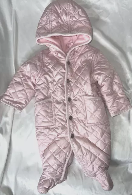 Ralph Lauren 3 Mo Baby Girl Quilted Bunting One Piece Snowsuit Winter Pink