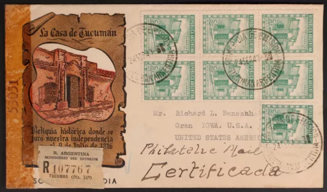 Mayfairstamps Argentina 1943 La Casa Tucumain Block Censored Registered First Da