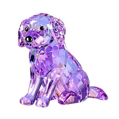 Crystal Labrador Dog Puppy Figurine Animals Lovely Craft Home Decor Purple