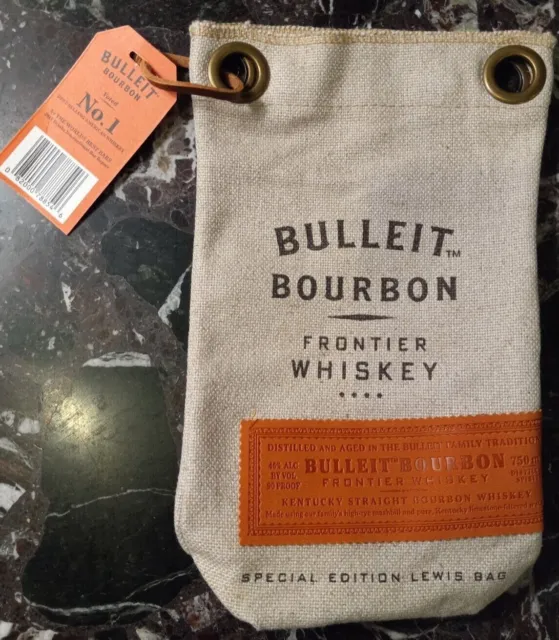 Bulleit Bourbon Frontier Whiskey Bag Special Edition Burlap Lewis Bag