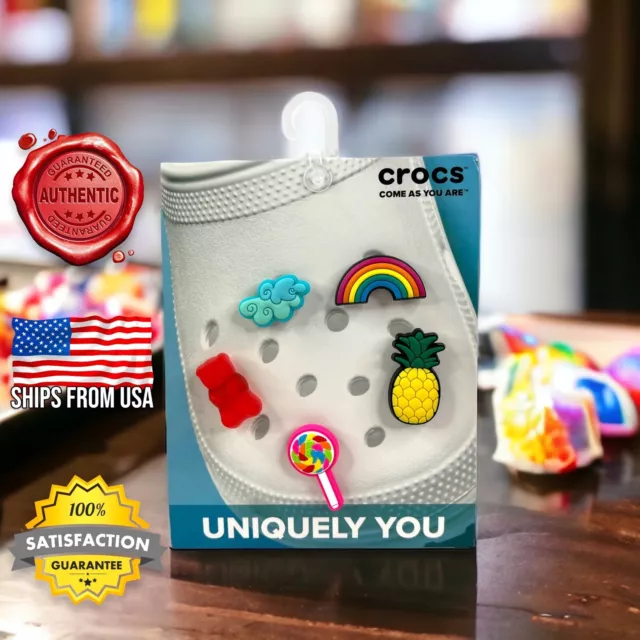 Crocs AUTHENTIC Jibbitz Charms 5-Pcs Gummy Bear, Pineapple, Rainbow, Lollipop...