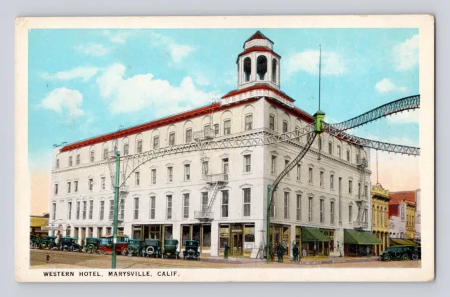 Postcard California Marysville CA Western Hotel 1926 Posted White Border