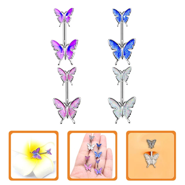4 Pcs Fake Belly Ring for Women Button Stud Mouth Miss Accessories