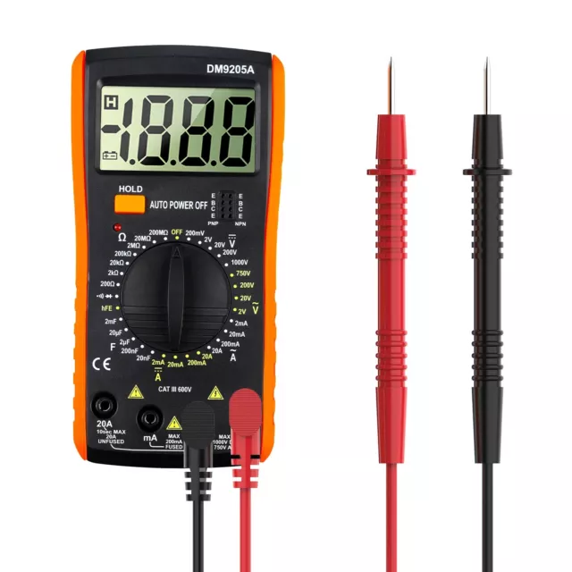 Digital Multimeter Voltmeter Resistance Capacitance Temp Transistor Tester Meter 2