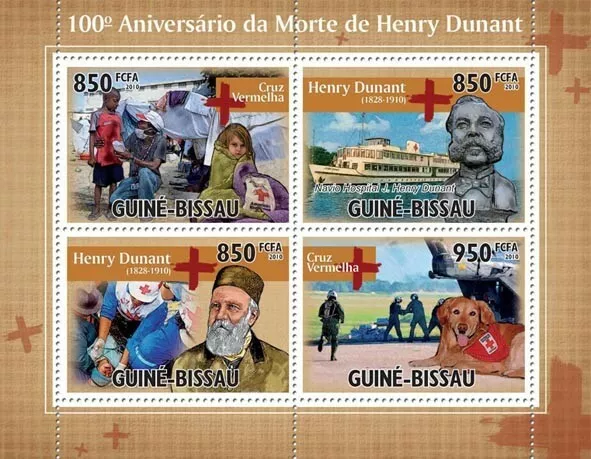 Guinea - Bissau 2010 - 100th Anniversary of Death Henry Dunant (Red Cross) 4v