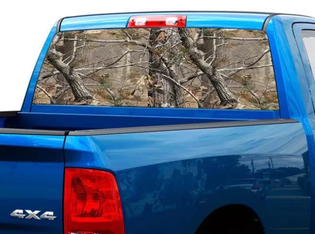 P527 Camo Tree Real Rear Window Tint Graphic Decal Wrap Back Pickup Graphics