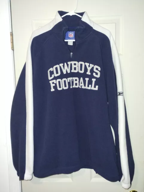 Mens NFL Reebok Dallas Cowboys Fleece 1/4 Zip Sweatshirt Pullover Size XL