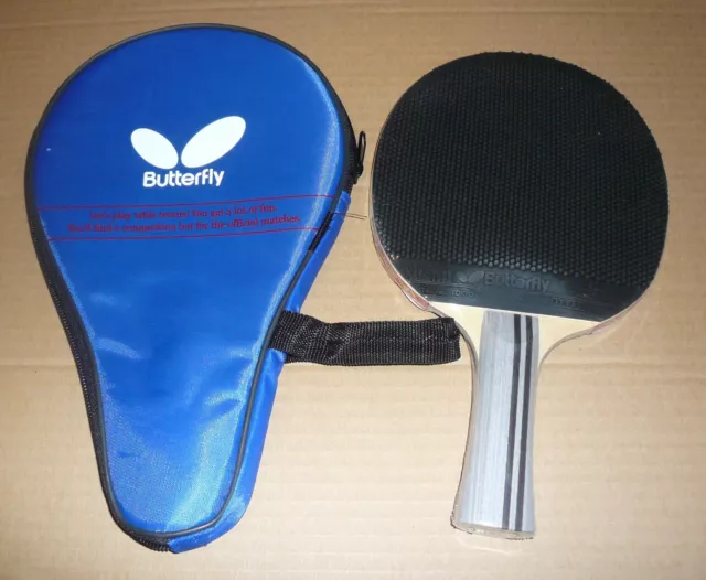 Short Pips-out Butterfly Table Tennis Paddle / Bat with Case: TBC403, New  AUD