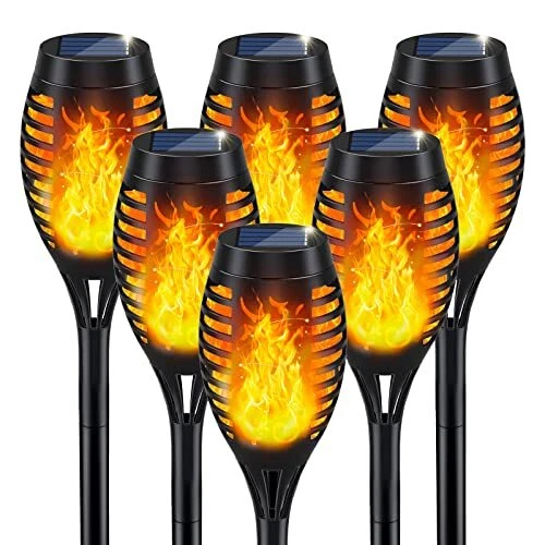 Solar Outdoor Lights, Solar Torch Light with Flickering Flame for Garden
