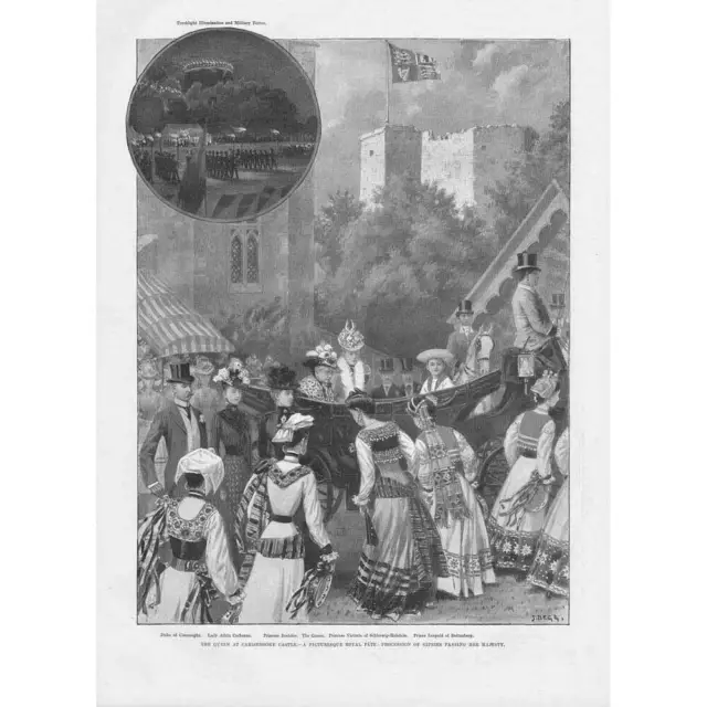 ISLE OF WIGHT Queen Victoria at Carisbrooke Castle - Antique Print 1899