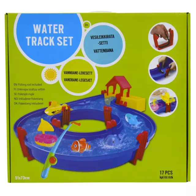 Water Track Set 17 Piece Outdoor Play Toy With Boat Fishing Rod Shark Whale 73cm