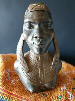 Old African Woman Carved Wooden Bust …beautiful collection & display piece