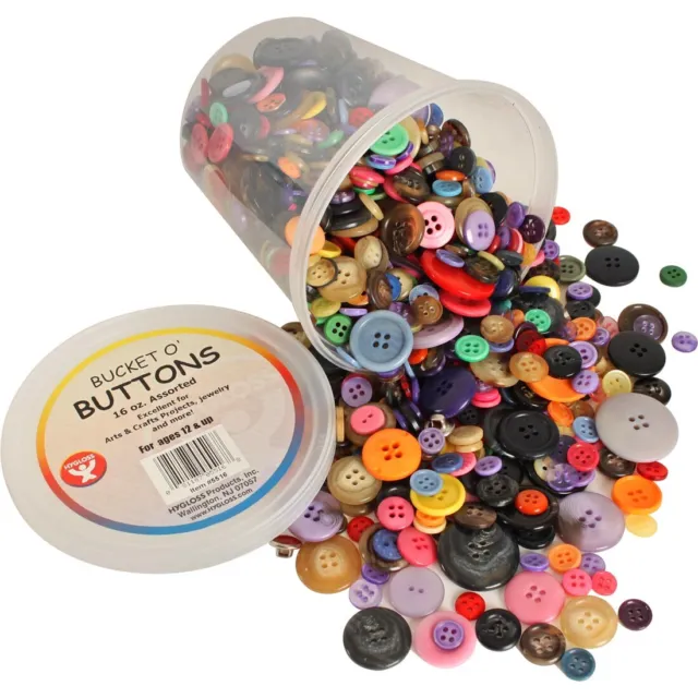 Hygloss Bucket O Buttons, Assorted - 16 oz jar
