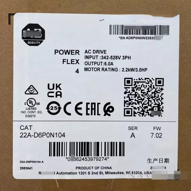 22A-D6P0N104 New Sealed 22A-D6P0N104 PowerFlex 4 2.2 kW 3 Hp AC Drive 1pcs