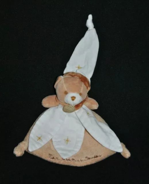 DOUDOU ET COMPAGNIE ours plat beige petale blanc caramel Mon premier doudou NEUF