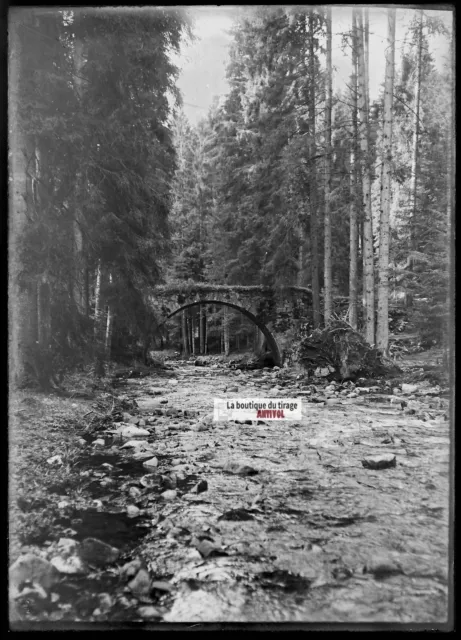 Plaque verre photo ancienne négatif noir et blanc 13x18 cm Gérardmer pont Fées