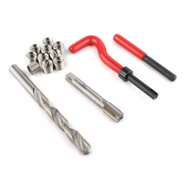 15PCS M9x1.25 Metric Thread Repair Install Tool Insert Kit M12 Helicoil Coil Car