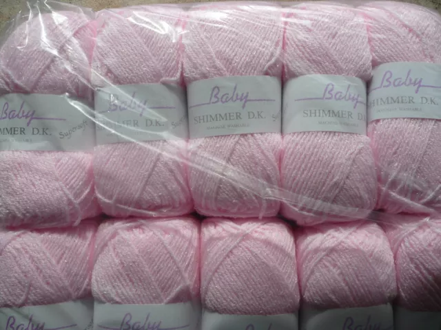 James C Brett Baby Shimmer Double Knitting Wool Yarn 5X100G Pink Shade Bs6 New