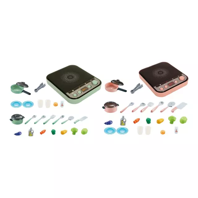 deAO Jouet Micro-Ondes avec lumière réaliste, Son et pièces de découpe de  Nourriture incluses, idéal