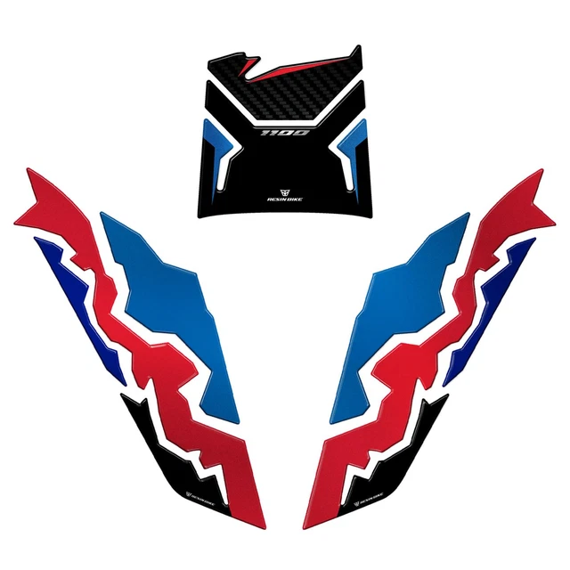 Adesivi Resinati Resin Bike Per Honda Africa Twin Adventure Sports 2024 | Kit Protezione Parafango E Parasteli | Effetto 3D | Made In Italy | Nero