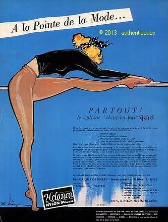 Publicite Helanca Lingerie Bas Nylon Mousse Danseuse De 1956 French Ad Sexy Pub