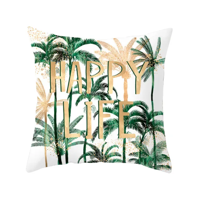 Cushion Cover No-pilling Removable Green Plant Print Pillowcase Polyester