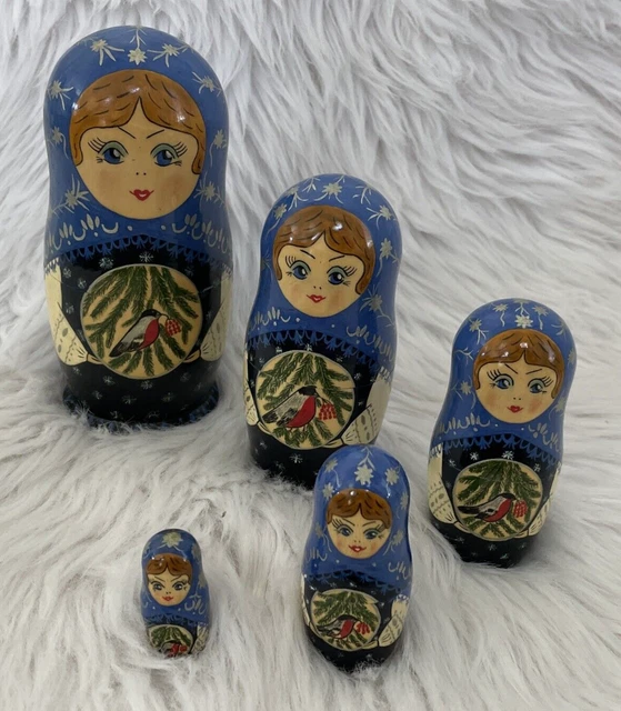9& TALL R Cepzueb Nocag? 9 pc Matryoshka Nesting Dolls Russian Gilded