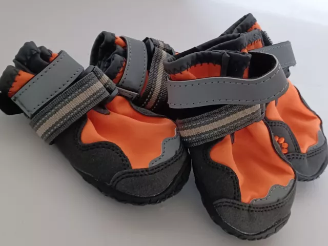 Dog Boots for Small Dogs Size 4, Waterproof and Non-Slip Dog Shoes Orange/Grey